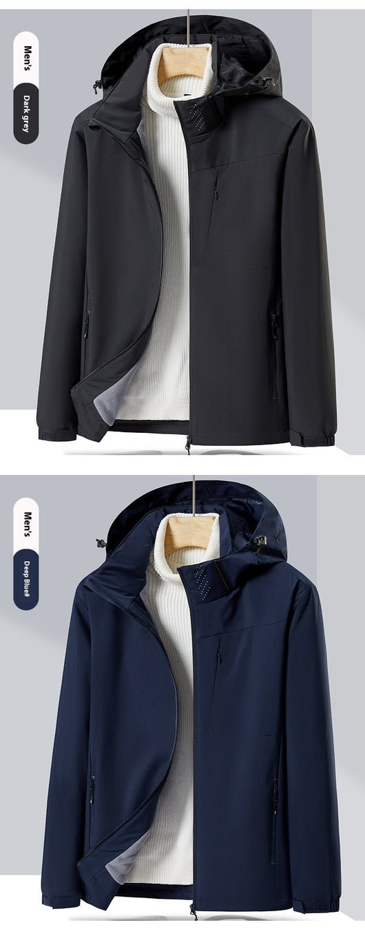 Lavender windproof sports jacket with a hood, full zipper, and fleece lining, shown on a hanger. - Image 30
