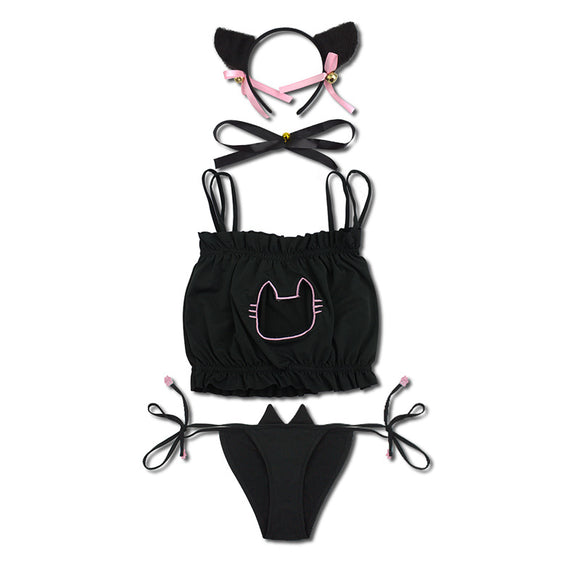 Conjunto de Lencería Felino con Recortes Atrevidos