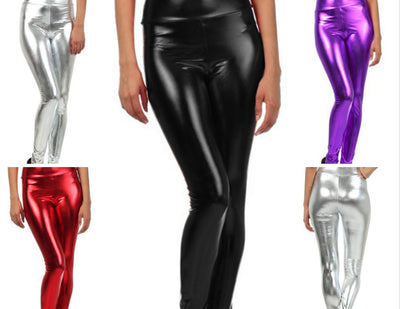 Pantalones de Cuero Brillante Cintura Alta para Mujer - Image 10