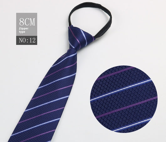 Corbata Negra Rayada Azul con Cierre Rápido - Corbata Ejecutiva Lazy Zip - Image 13