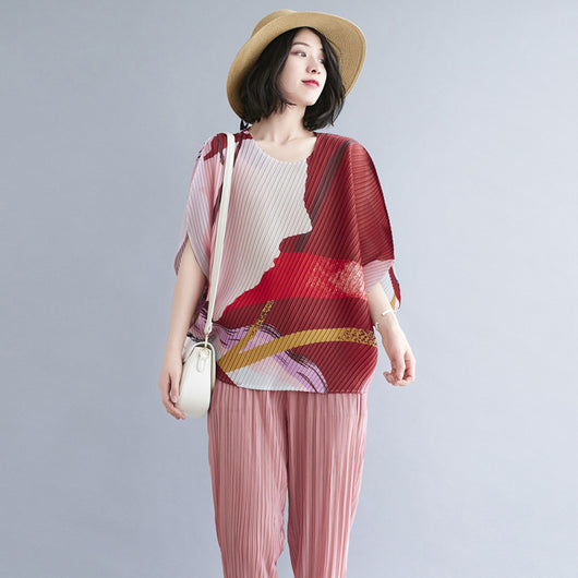 Blusa Corta de Gasa Plisada Irregular para Mujer - Image 3