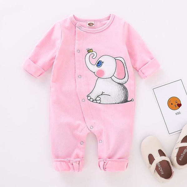 Pijama Enterizo Manga Larga Estampado Elefante para Bebé Niña