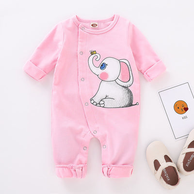 Pijama Enterizo Manga Larga Estampado Elefante para Bebé Niña