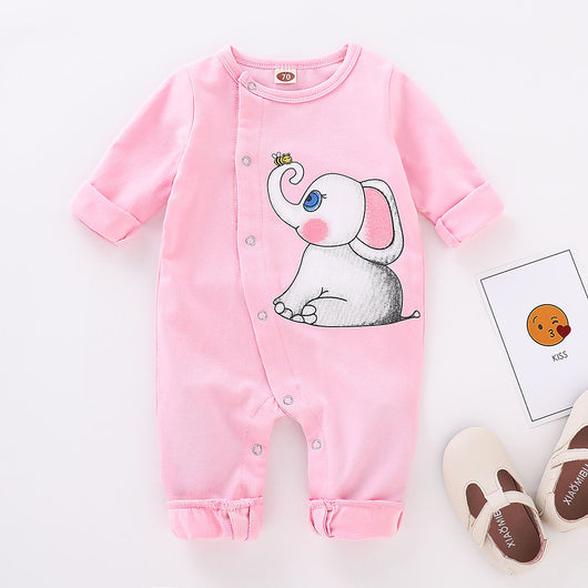 Pijama Enterizo Manga Larga Estampado Elefante para Bebé Niña