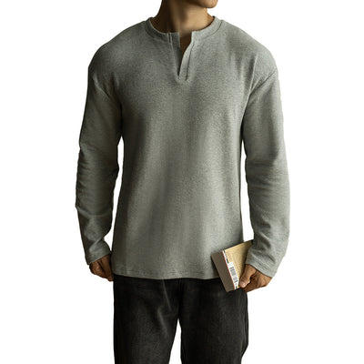 Camiseta Básica Cuello V Manga Larga para Hombre - Image 6