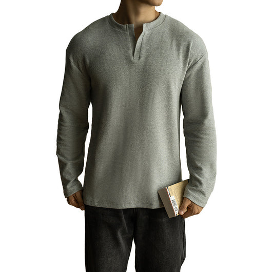 Camiseta Básica Cuello V Manga Larga para Hombre - Image 6