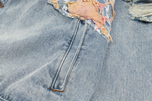 Chaqueta Denim con Costuras de Encaje y Detalles Rotos - Image 25