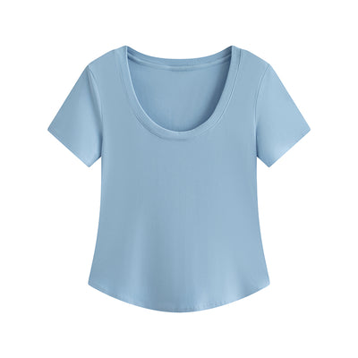 Blusa Slim Fit Escote U Manga Corta Efecto Adelgazante - Image 3