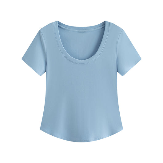 Blusa Slim Fit Escote U Manga Corta Efecto Adelgazante - Image 3
