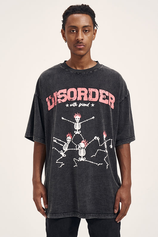 Camiseta Oversized Vintage Estampado Hueso Lavado para Hombre - Image 10