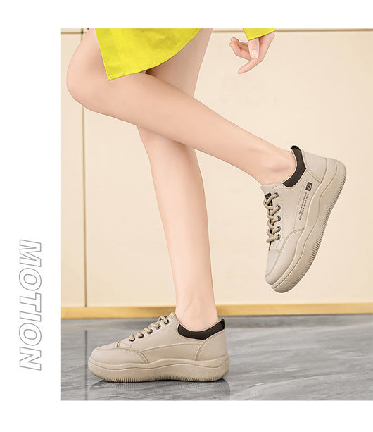 Tenis Blancos de Cuero Estilo Coreano Multiuso para Mujer - Image 12