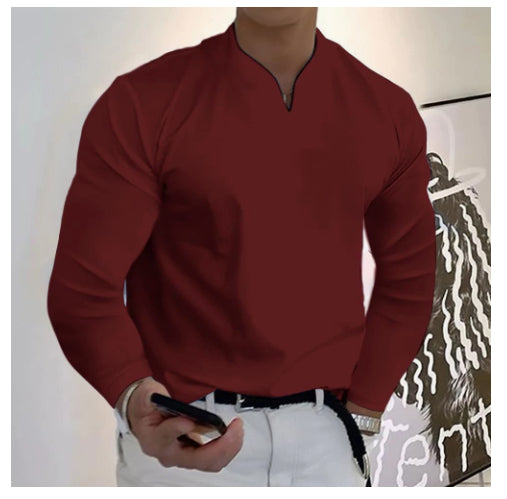 Camiseta Manga Larga Cuello V Transpirable para Hombre - Image 17
