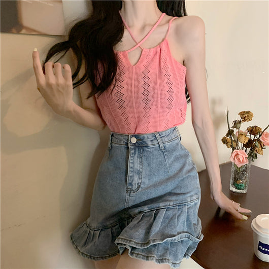 Camiseta Tejida Sin Mangas con Espalda Abierta para Primavera - Image 9