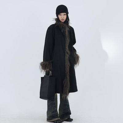 Chaqueta de Algodón Negro con Cuello de Peluche para Mujer - Image 4