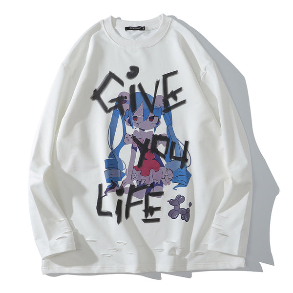 Sudadera Holgada de Dibujos Animados de Manga Larga