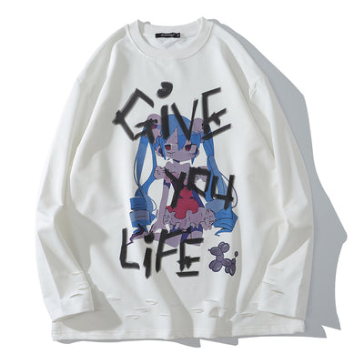 Sudadera Holgada de Dibujos Animados de Manga Larga