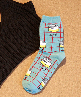 Calcetines Crew con Patrón Cuadrícula Milk - Image 12