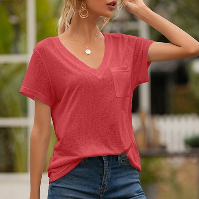 Blusa Casual Holgada con Escote en V y Bolsillos - Image 5