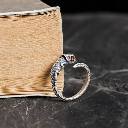 Anillo Camaleón de Plata Esterlina Ajustable