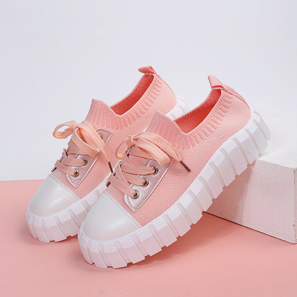 Zapatos Retro de Cordones con Punta Redonda para Mujer en Color Bisqué