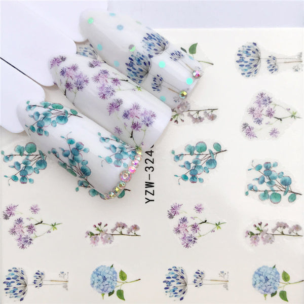 Stickers de Arte en Uñas con Globo Aerostático y Flores