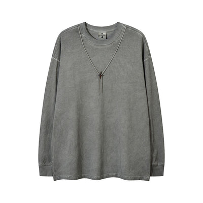 Playera Manga Larga Oversize Lavada para Hombre - Image 10