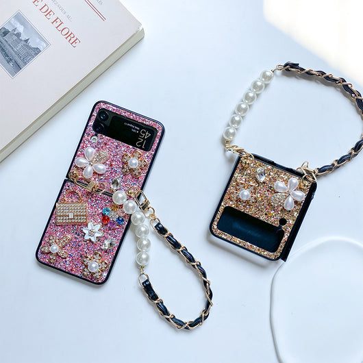 Funda Tipo Flip para Teléfono Plegable con Flores, Lentejuelas, Rhinestones y Perlas - Image 18