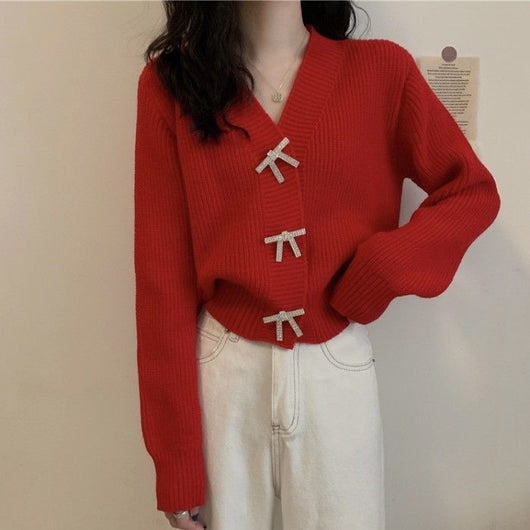 Cardigan Suelto de Punto con Cuello V - Estilo Relajado para Mujer - Image 9