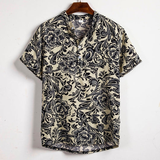 Camisa Floral Manga Corta para Hombre Talla Grande