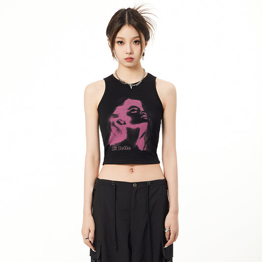 Blusa Estampada Ajustada de Punto para Mujer