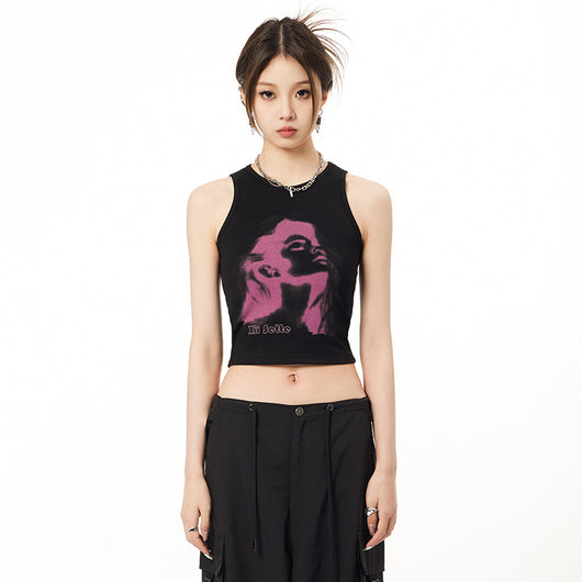 Blusa Estampada Ajustada de Punto para Mujer
