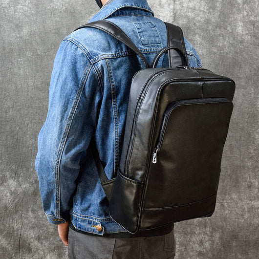 Mochila Multifuncional de Cuero Crazy Horse Retro para Hombre y Estudiantes - Image 41