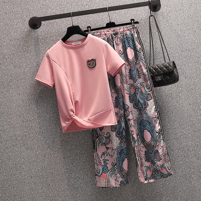 Conjunto de Dos Piezas: Blusa Ajustada y Pantalón Ancho - Image 2