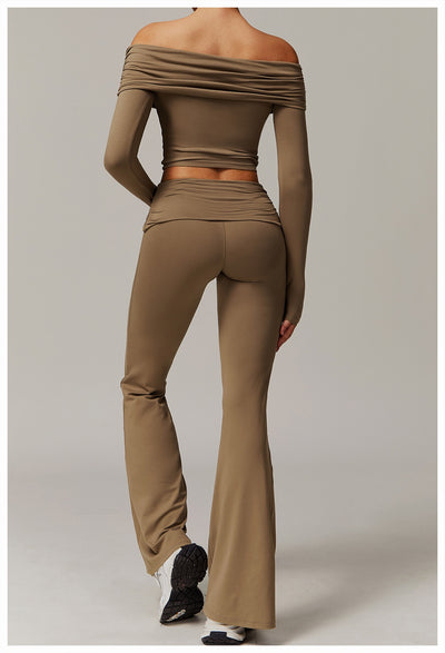 Pantalones Yoga Plisados Cintura Alta para Mujer - Diseño Acampanado Versátil - Image 26