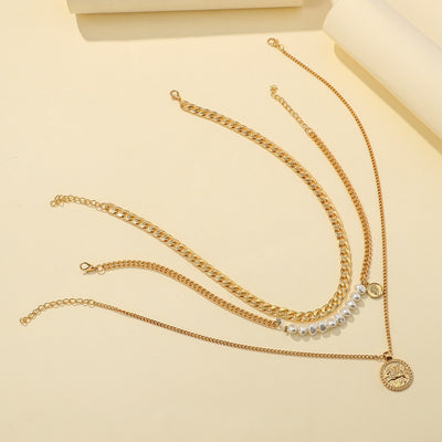 Collar Multicapa con Dije Moneda - Juego Completo de Cadenas Clavícula - Image 3