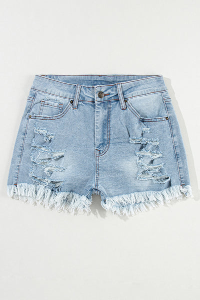 Shorts de Mezclilla Cintura Media con Diseño Personalizado y Borde Deshilachado - Image 11