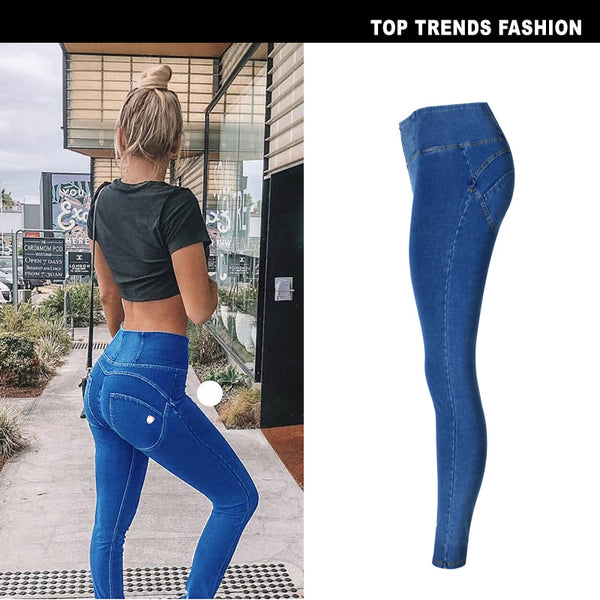 Pantalones de Buzo Denim con Diseño Cadera Melocotón