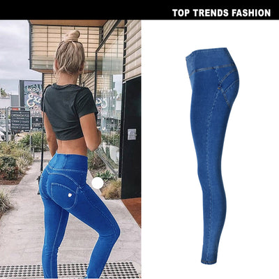 Pantalones de Buzo Denim con Diseño Cadera Melocotón - Image 2