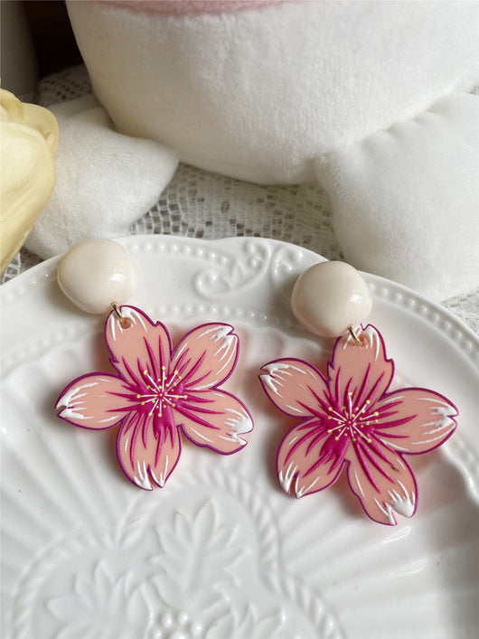Aretes Clip Flor Corazón Melocotón - Diseño Elegante sin Perforación - Image 9