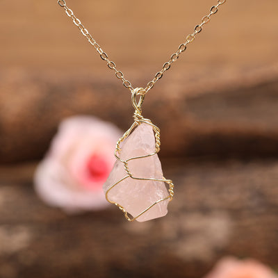 Collar Colgante de Cuarzo Amatista Rosa y Citrino Natural
