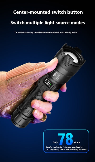 Linterna Táctica de Potencia Zoom Telescópico con Pantalla Digital - Image 11