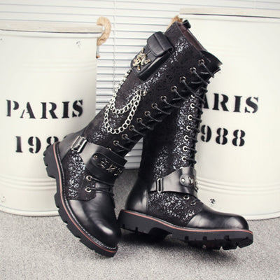 Botas Altas Hombre Estilo Rock Punk Caña Larga Frosted Locomotive - Image 3