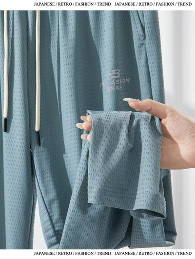 Pantalones Casuales Hombre Transpirables Seda de Hielo Cintura Elástica - Image 16