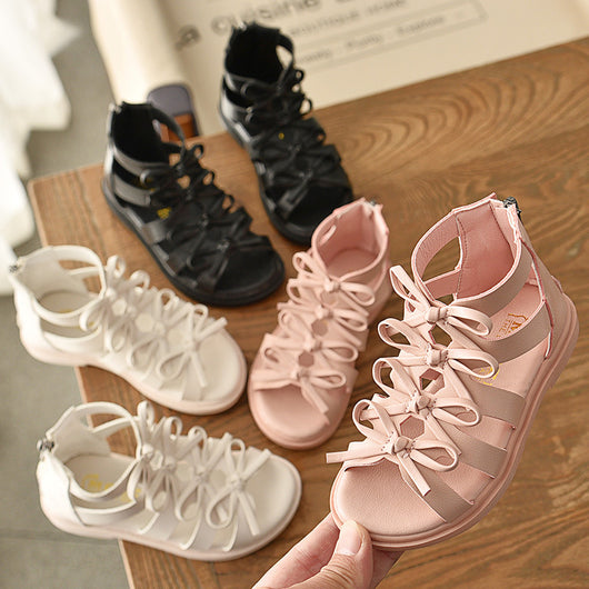 Sandalias Romanas de Cuero Suave para Niñas - Comodidad de Verano