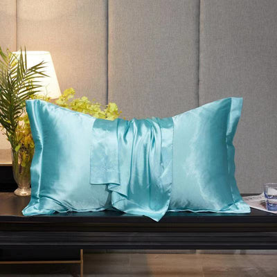 Funda de Almohada en Seda de Hielo Simple para el Hogar - Image 27