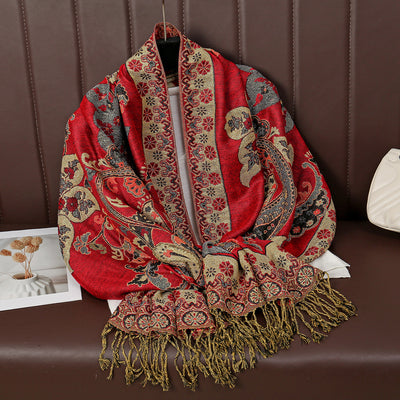 Pañuelo Étnico con Patrón de Anacardo y Borlas - Estilo Bohemio - Image 2