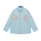 Camisa Casual de Rayas Verticales con Bordados Estilo Street American