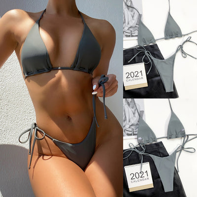 Traje de Baño Triangular con Cordón Ajustable para Playa y Balneario