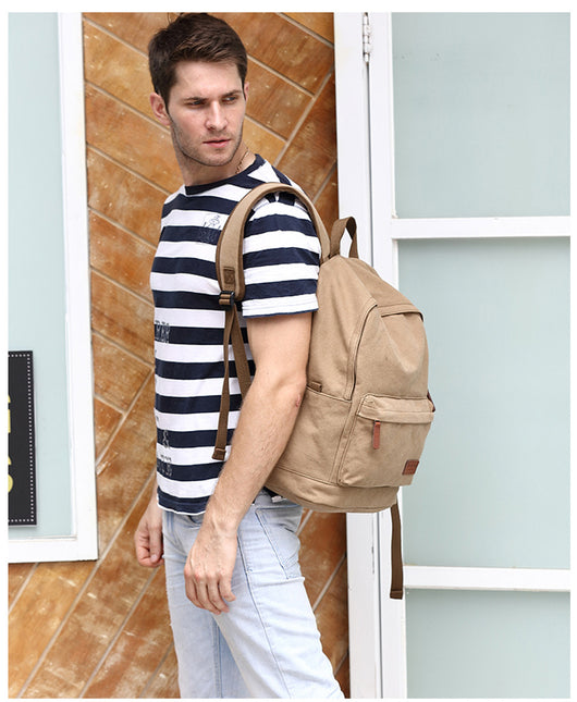 Mochila de Lona Retro para Hombre - Bolsa de Viaje de Gran Capacidad con Compartimento para Laptop - Image 3