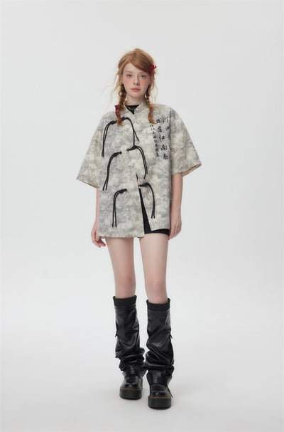 Camisa Suelta Estampado Tie-Dye para Hombre - Image 11
